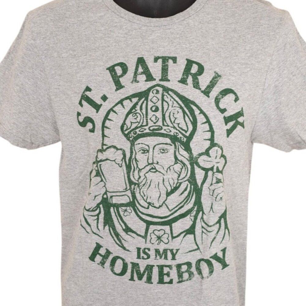St Patricks Day T Shirt Mens Size Small Gray My Homeboy Paddys Beer Irish